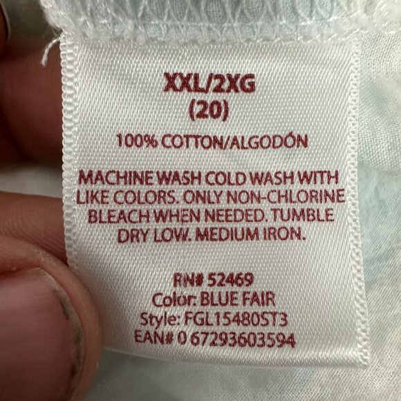 Faded Glory Women's XXL 20 Blue Fair Button Up Shirt Long Sleeve - Picture 5 of 5